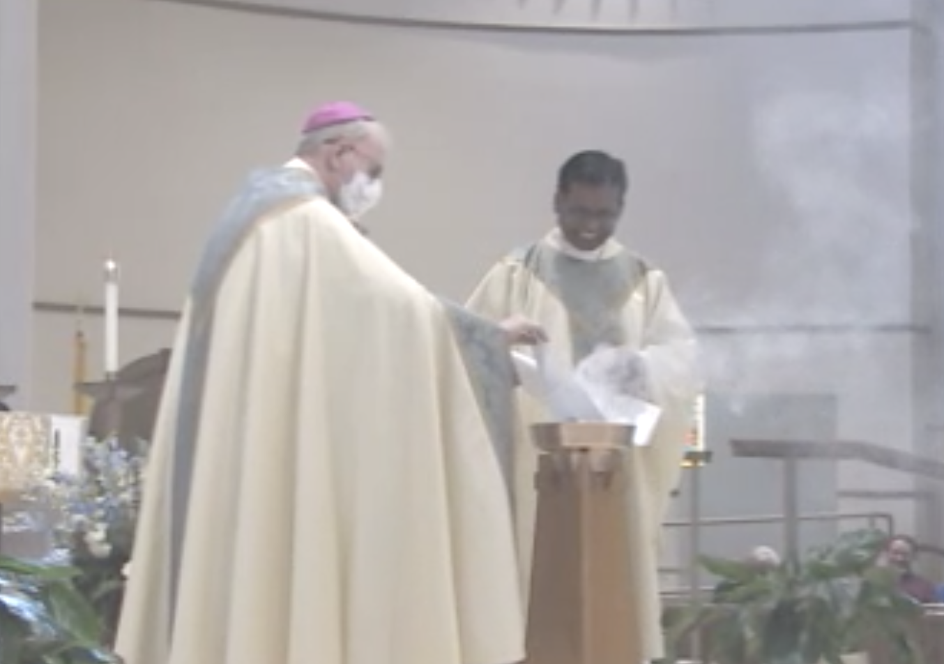 Bishop Noonan attends mortgage burning, blessing of new St. John projects